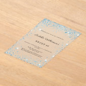 Sweet 16 blue glitter winter party frosted アクリル招待状 (レイダウン)