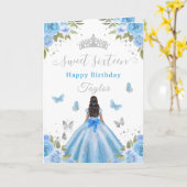 Sweet 16 Blue Princess African American Girl カード (黄色い花)