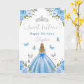 Sweet 16 Blue Princess Blonde Girl カード (黄色い花)