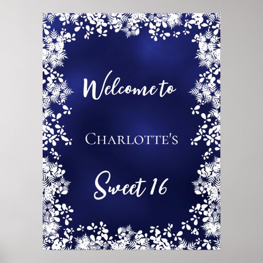 Sweet 16 blue snowflakes welcome ポスター (正面)