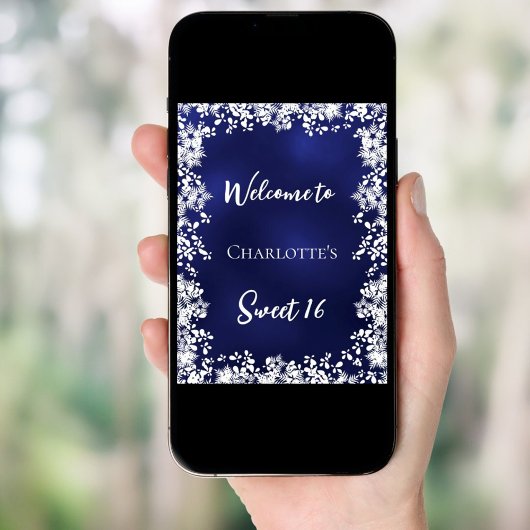 Sweet 16 blue snowflakes welcome ポスター