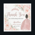Sweet 16 Blush Floral Rose Gold Brown Princess スタンダードランチョンナプキン<br><div class="desc">Personalize these lovely blush floral rose gold party napkins / serviettes easily and quickly, simply press the Edit Using Design Tool button to further re-arrange and format the style and placement of the text. Perfect for Quinceanera, Sweet 16, 18th birthday, birthday party, bridal shower, bat mitzvah and many more occasions!...</div>