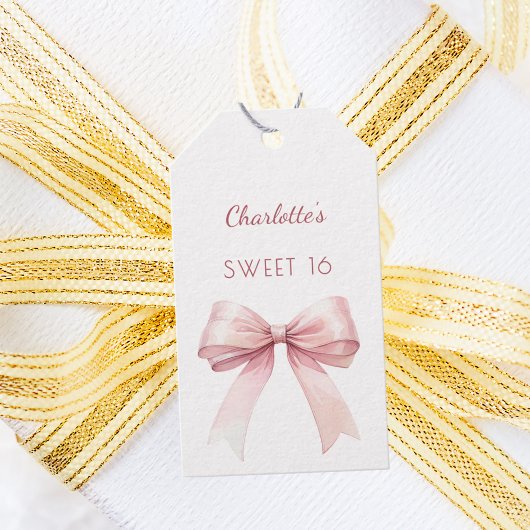 Sweet 16 blush pink bow DIY ギフトタグ