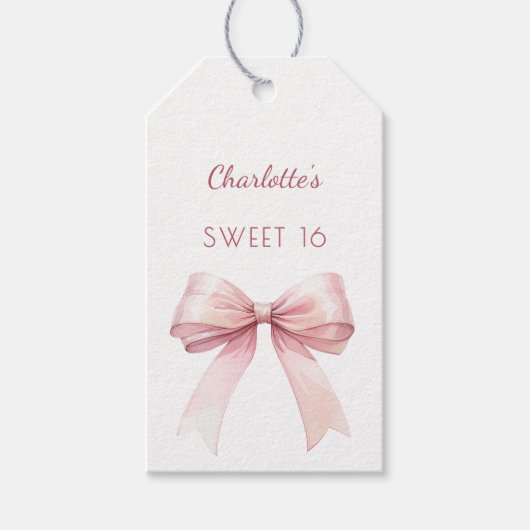 Sweet 16 blush pink bow DIY ギフトタグ (正面)