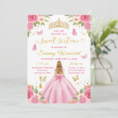 Sweet 16 Blush Pink Princess Blonde Girl 招待状 (スタンド正面)