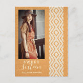 Sweet 16 Boho Tribal Texture Photo Orange 案内ポストカード (正面)