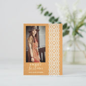 Sweet 16 Boho Tribal Texture Photo Orange 案内ポストカード (スタンド正面)