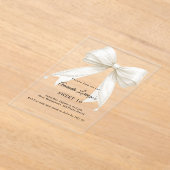 Sweet 16 bow ivory pearls elegant clear luxury アクリル招待状 (レイダウン)