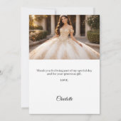 Sweet 16 bow ivory pearls photo サンキューカード (裏面)