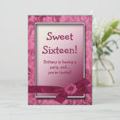 Sweet 16 Burgundy Birthday Party Invitation（16ブルゴー 招待状 (スタンド正面)