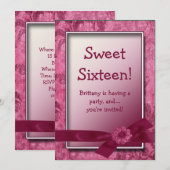 Sweet 16 Burgundy Birthday Party Invitation（16ブルゴー 招待状 (正面/裏面)