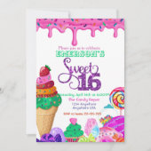 Sweet 16、Candyland、Candy Sweetsドーナツ 招待状 (正面)