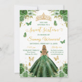 Sweet 16 Dark Green Princess Blonde Girl 招待状 (正面)