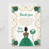 Sweet 16 Dark Skin Princess Green Thank You サンキューカード (正面)