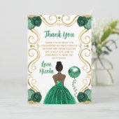 Sweet 16 Dark Skin Princess Green Thank You サンキューカード (スタンド正面)