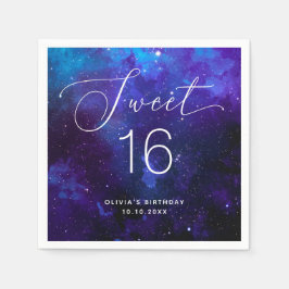 Sweet 16 Galaxy Birthday | Cosmic Sixteen Party スタンダードカクテルナプキン