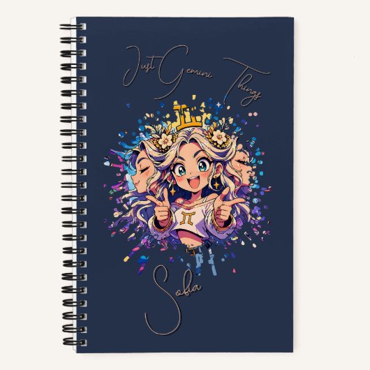 Sweet 16 Gemini Custom Name Notebook ノートブック (正面)