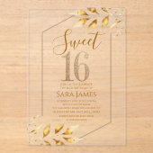 Sweet 16 Gilded Geometric Acrylic Invitation アクリル招待状 (正面)