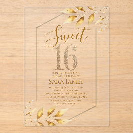 Sweet 16 Gilded Geometric Acrylic Invitation アクリル招待状