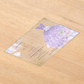 Sweet 16 Glitters Gown Dusty Purple Lilac Gold アクリル招待状 (レイダウン)