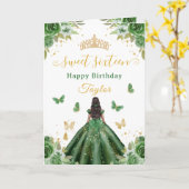 Sweet 16 Green Princess African American Girl カード (黄色い花)