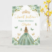 Sweet 16 Green Princess Blonde Girl カード (黄色い花)