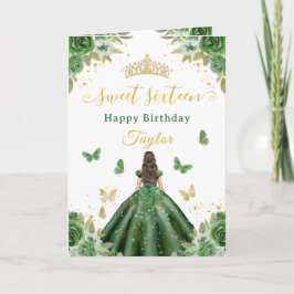 Sweet 16 Green Princess Brunette Girl カード