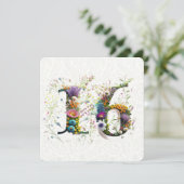 Sweet 16 Happy Birthday Wildflowers Text カード (スタンド正面)