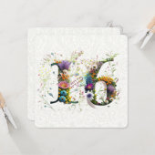 Sweet 16 Happy Birthday Wildflowers Text カード (正面/裏面インサイチュ)