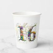 Sweet 16 Happy Birthday Wildflowers Text 紙コップ (裏面)