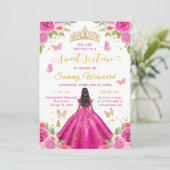 Sweet 16 Hot Pink Princess African American Girl 招待状 (スタンド正面)