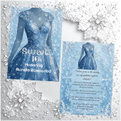 Sweet 16 Icy Blue Silver Snowflakes Personalized 招待状