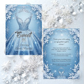 Sweet 16 Icy Blue Silver Winter Frost Snowflakes  招待状