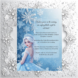 Sweet 16 Icy Blue Silver Winter Personalized Photo 招待状