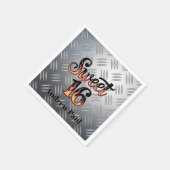 Sweet 16 In Fire Flames and Silver Plate Birthday スタンダードカクテルナプキン (角)