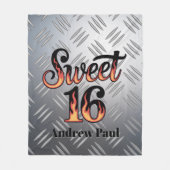Sweet 16 In Fire Flames and Silver Plate Gift フリースブランケット (正面)