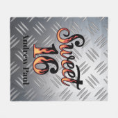Sweet 16 In Fire Flames and Silver Plate Gift フリースブランケット (正面(横))