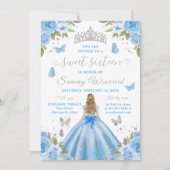 Sweet 16 Light Blue Princess Blonde Girl 招待状 (正面)