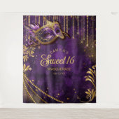 Sweet 16 Masquerade Purple Photo Backdrop ID1032 タペストリー (正面)