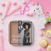 Sweet 16 Mocha Brown Plate – Custom Text/Photo ペーパープレート (パーティー)