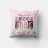 Sweet 16 name 2写真gerbera flowers pink クッション (正面)