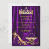 Sweet 16 Party Purple Tiara High heel Purse Gold 招待状 (裏面)