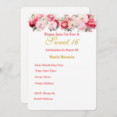 Sweet 16  Personalised Floral Invitation 案内状 (正面/裏面)