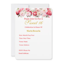 Sweet 16  Personalised Floral Invitation