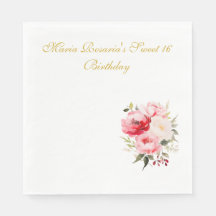 Sweet 16 Personalized Floral Tableware