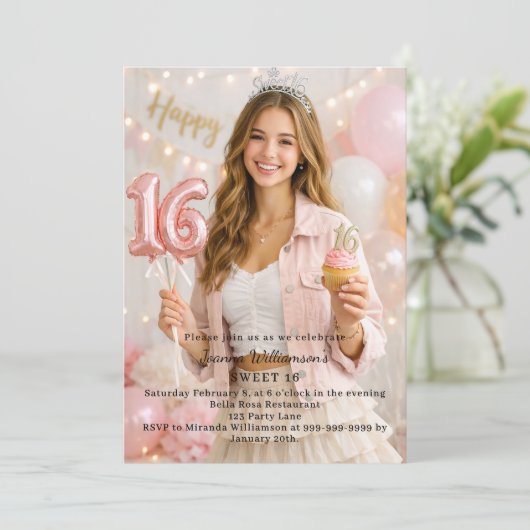 Sweet 16 photo birthday 招待状 (スタンド正面)