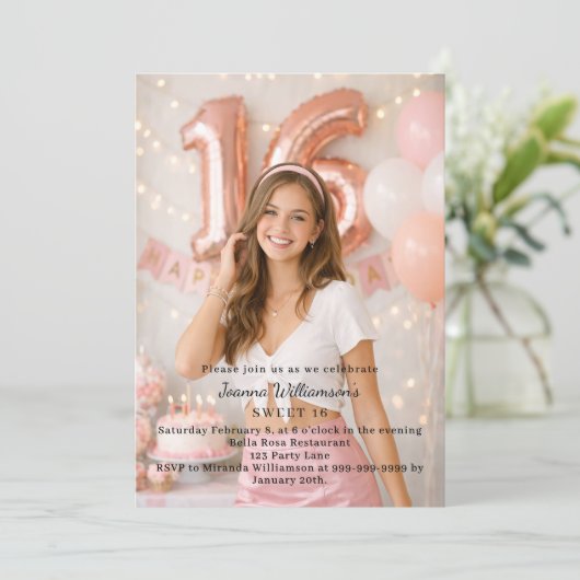 Sweet 16 photo birthday 招待状 (スタンド正面)