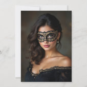 Sweet 16 Photo Birthday Black Gold Masquerade  招待状 (裏面)