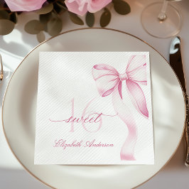 Sweet 16 Pink Bow Napkins スタンダードカクテルナプキン