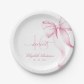 Sweet 16 Pink Bow Paper Plates ペーパープレート (正面)